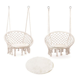 Boho Velvet Hanging Garden Armchair with Cushion | Comfortable garden armchair, modern style, for patio and balcony