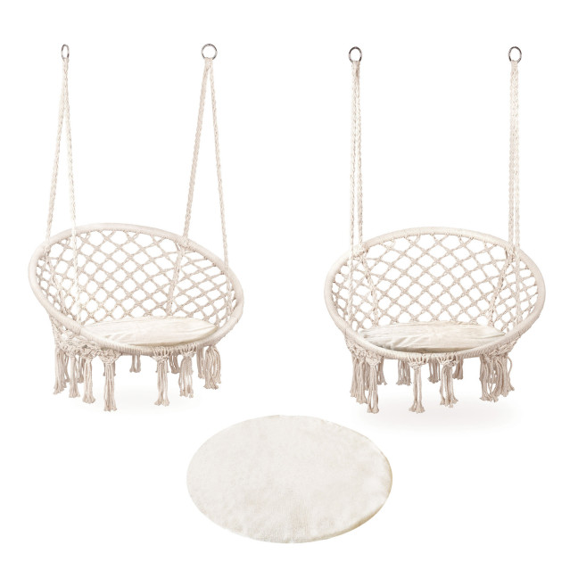 Boho Velvet Hanging Garden Armchair with Cushion | Comfortable garden armchair, modern style, for patio and balcony