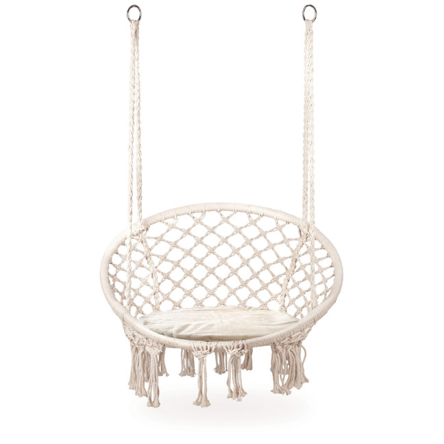 Boho Velvet Hanging Garden Armchair with Cushion | Comfortable garden armchair, modern style, for patio and balcony