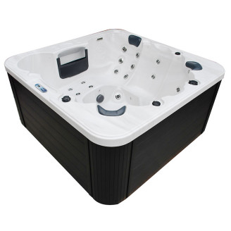 Drottningholm 6-Person Hydro-Spa 210 × 210 × 96 cm — family hot tub with lounger, ozone & Nordic armour
