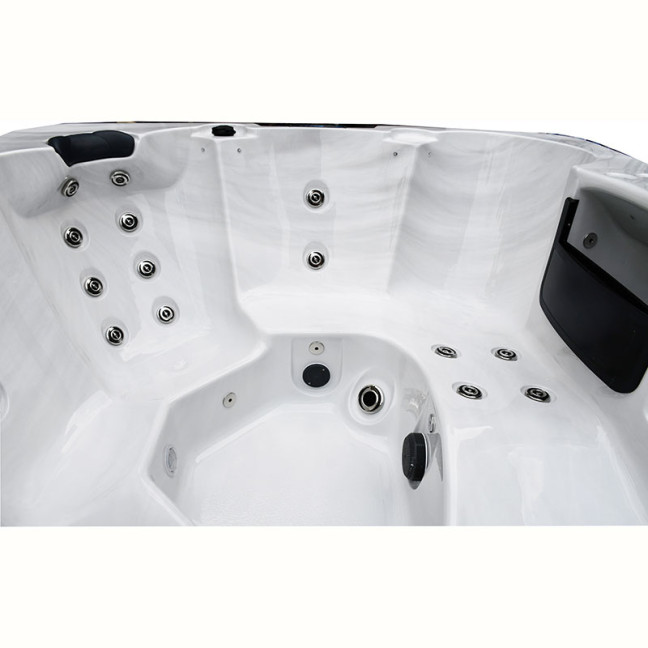 Drottningholm 6-Person Hydro-Spa 210 × 210 × 96 cm — family hot tub with lounger, ozone & Nordic armour