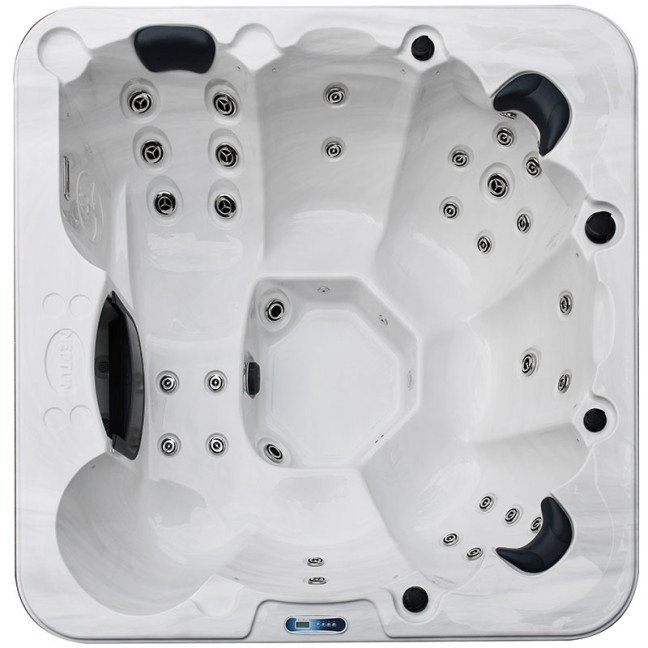 Drottningholm 6-Person Hydro-Spa 210 × 210 × 96 cm — family hot tub with lounger, ozone & Nordic armour