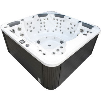Resarö 6-Person Hydro-Spa 229 × 229 × 96 cm — panorama-view hot tub with twin loungers & Wi-Fi