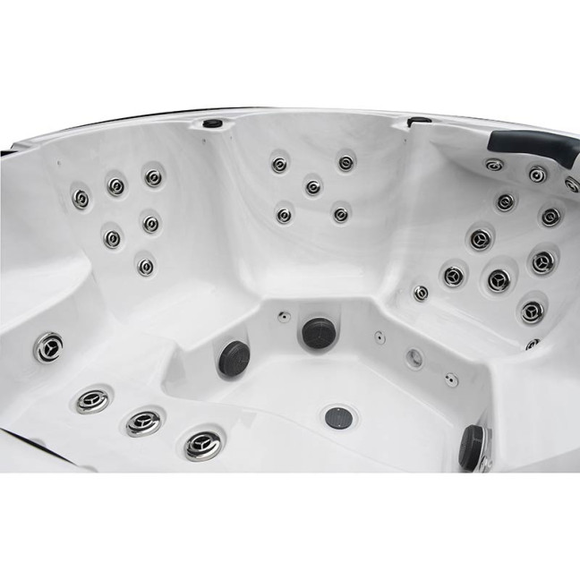 Rindö 5-Person Hydro-Spa Ø 229 × 96 cm — round lounger tub with Wi-Fi & Nordic insulation