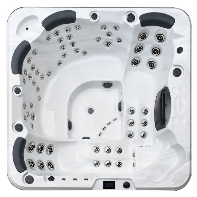 Resarö 6-Person Hydro-Spa 229 × 229 × 96 cm — panorama-view hot tub with twin loungers & Wi-Fi