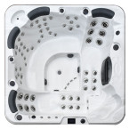 Resarö 6-Person Hydro-Spa 229 × 229 × 96 cm — panorama-view hot tub with twin loungers & Wi-Fi