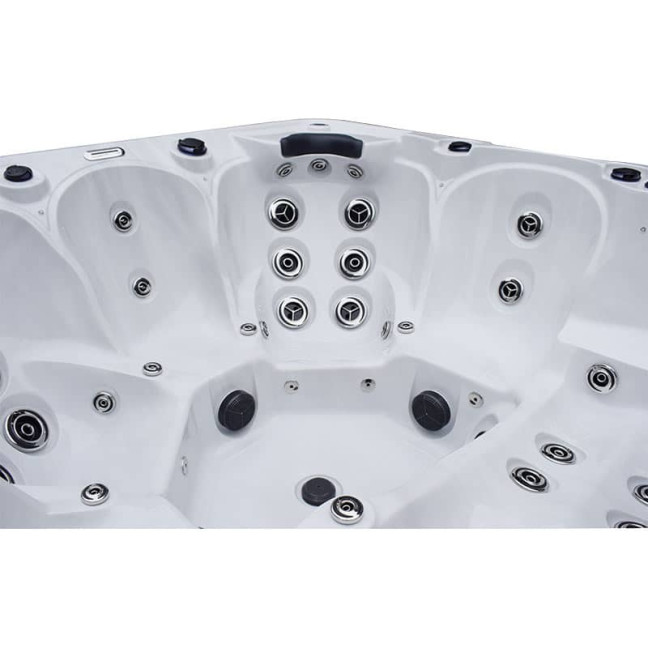 Utö 6-Person Hydro-Spa 229 × 229 × 96 cm — Nordic-ready hot tub with Wi-Fi & colour-change mood lights