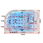 Venezia 761 Duo-Lounger Hydro-Bath 180 × 120 × 75 cm left — 55-jet couple’s spa with LED chroma & ozone clean