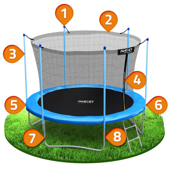 Garden trampoline 6ft/183cm with indoor net and ladder