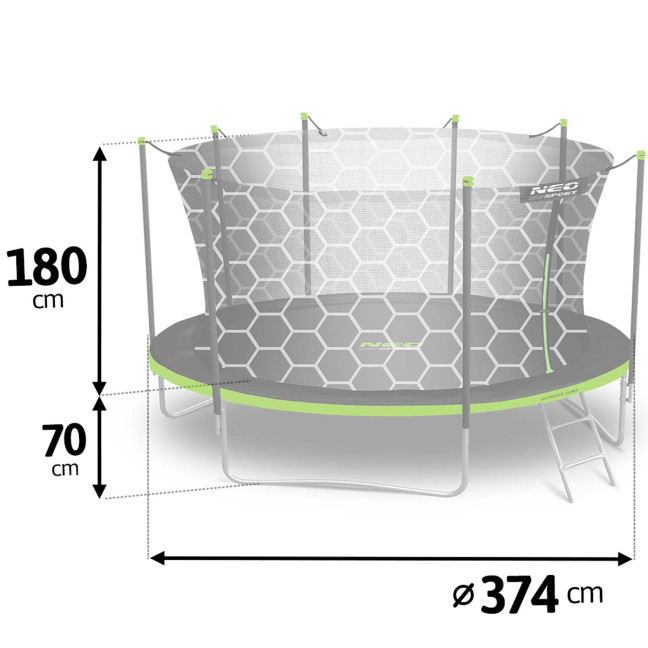 Garden trampoline 12ft/374cm with indoor net and ladder Neo-Sport