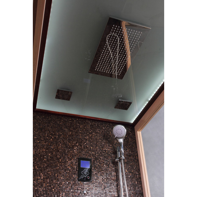 Dry sauna with HARVIA 3 kW stove + Shower cabin with hydromassage and steam function | Natural Wood | Ready to Assemble