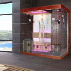 Dry sauna with HARVIA 3 kW stove + Shower cabin with hydromassage and sauna function | Modern Design | Ready to Assemble