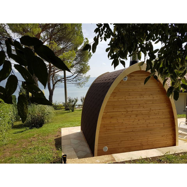 Pod 300 Outdoor Sauna / Harvia Electric or Wood-Burning Stove / High-Quality Scandinavian Spruce (Thermowood)