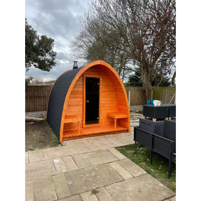 Pod 300 Outdoor Sauna / Harvia Electric or Wood-Burning Stove / High-Quality Scandinavian Spruce (Thermowood)