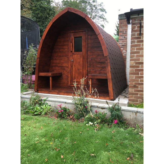 Pod 300 Outdoor Sauna / Harvia Electric or Wood-Burning Stove / High-Quality Scandinavian Spruce (Thermowood)