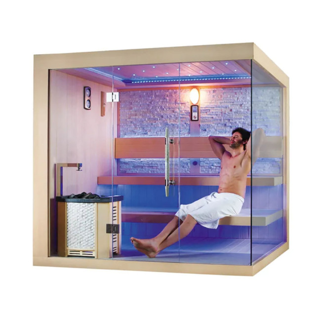 MUE-1245 Dry sauna with HARVIA 6kW heater | Scandinavian Style | Modern Design