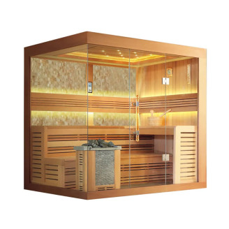 MUE-1246 Dry sauna with HARVIA 6kW heater | For Family and Friends | Natural Wood