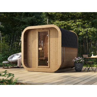 Icon 200 S Outdoor Sauna For 4 Persons / Electric or Wood-Fired Harvia Stove / High-Quality Scandinavian Spruce (Thermowood)