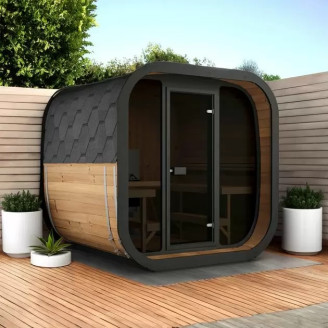Outdoor Sauna/Icon Sauna 220XL Thermowood/Fully glazed front