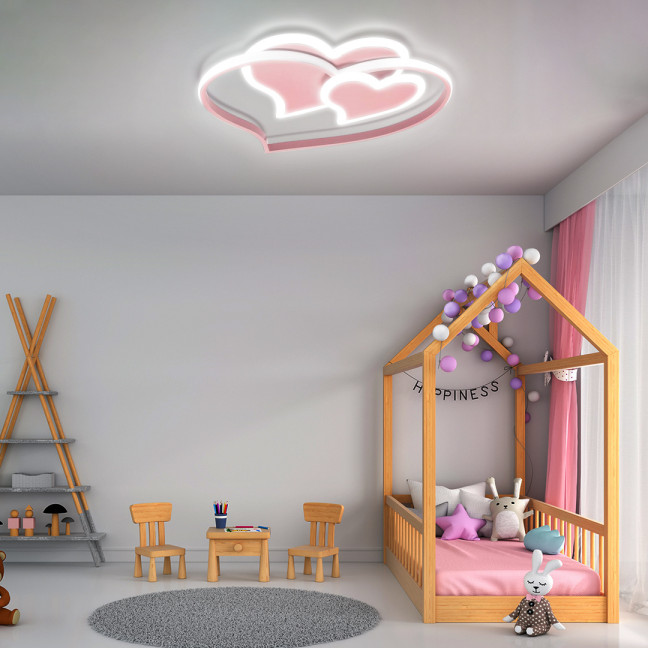 Baby Lamp LED Ceiling Pink Hearts 66W + Pilot DL-H04