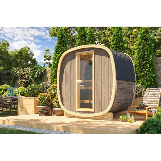 Outdoor sauna Uku 130 for 3-4 persons / Electric heating only / High-quality Nordic spruce (Pine Thermal Wood)