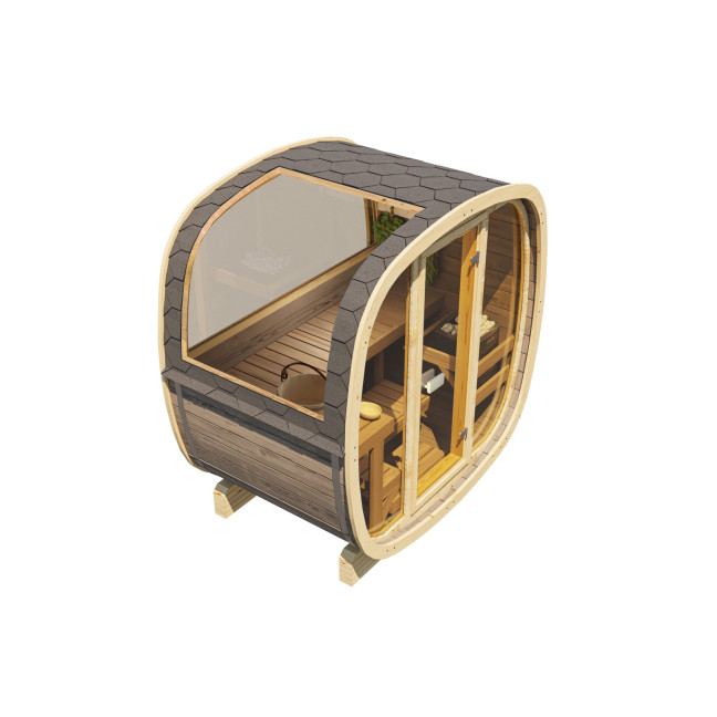 Outdoor sauna Uku 130 for 3-4 persons / Electric heating only / High-quality Nordic spruce (Pine Thermal Wood)