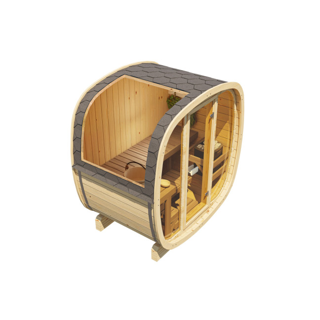 Outdoor sauna Uku 130 for 3-4 persons / Electric heating only / High-quality Nordic spruce (Pine Thermal Wood)