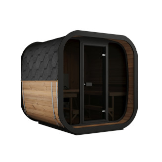 Icon 220 XL Outdoor Sauna (Full Glass Front Wall) for 4 people / Electric or Wood Burning Heater Harvia / Scandinavian Spruce