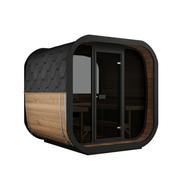 Icon 220 XL Outdoor Sauna (Full Glass Front Wall) for 4 people / Electric or Wood Burning Heater Harvia / Scandinavian Spruce