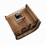 Icon 220 XL Outdoor Sauna (Full Glass Front Wall) for 4 people / Electric or Wood Burning Heater Harvia / Scandinavian Spruce