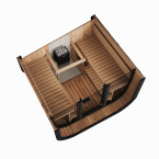 Icon 220 XL Outdoor Sauna (Full Glass Front Wall) for 4 people / Electric or Wood Burning Heater Harvia / Scandinavian Spruce