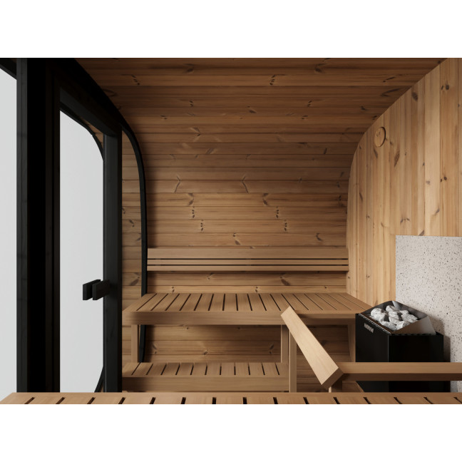 Icon 220 XL Outdoor Sauna (Full Glass Front Wall) for 4 people / Electric or Wood Burning Heater Harvia / Scandinavian Spruce