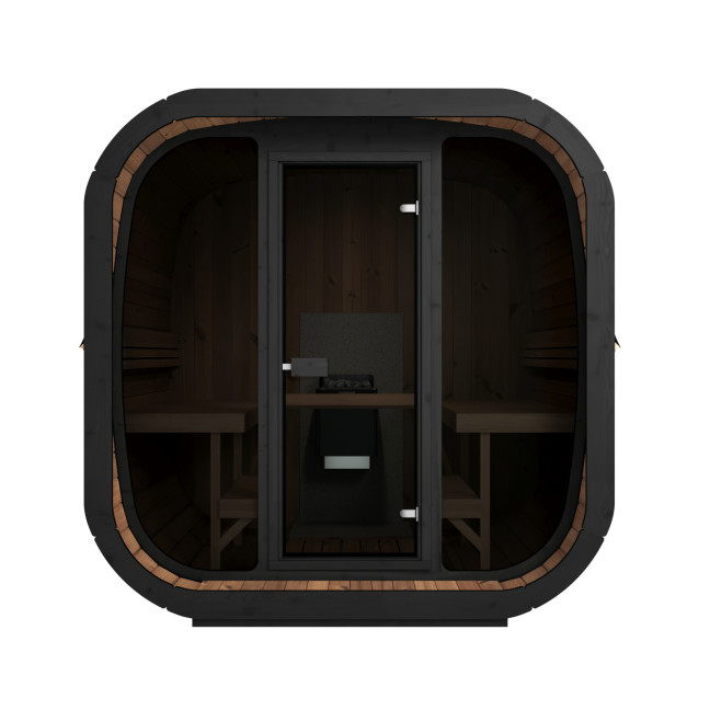 Icon 220 XL Outdoor Sauna (Full Glass Front Wall) for 4 people / Electric or Wood Burning Heater Harvia / Scandinavian Spruce