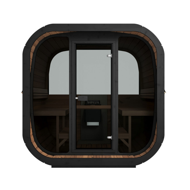 Icon 220 XL Outdoor Sauna (Full Glass Front Wall) for 4 people / Electric or Wood Burning Heater Harvia / Scandinavian Spruce