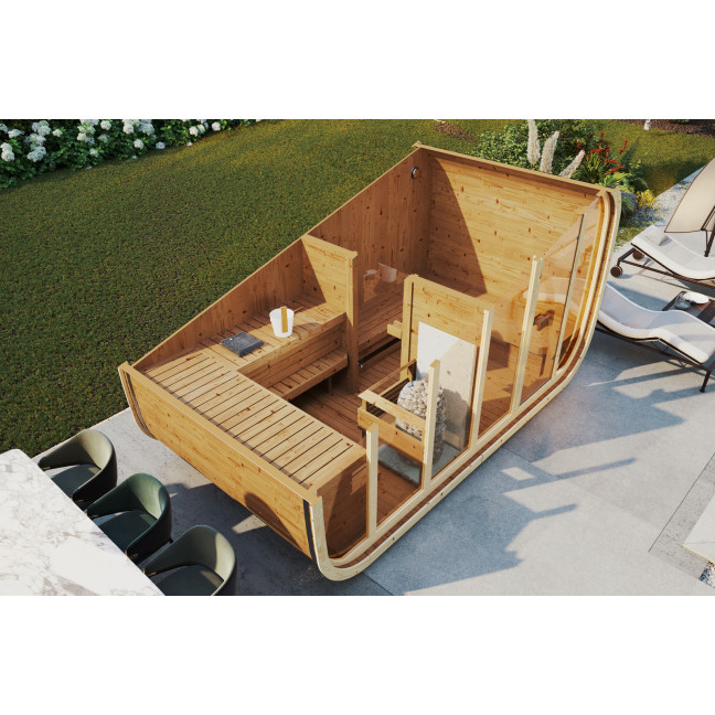 Klaar outdoor sauna for 4-6 persons / Electric heating only / High-quality Nordic spruce ( pine thermal wood) | Wellness