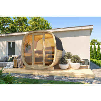 Outdoor sauna Uku 160 for 3-4 persons / Electric heating only / High-quality Nordic spruce ( pine thermal wood) | Wellness