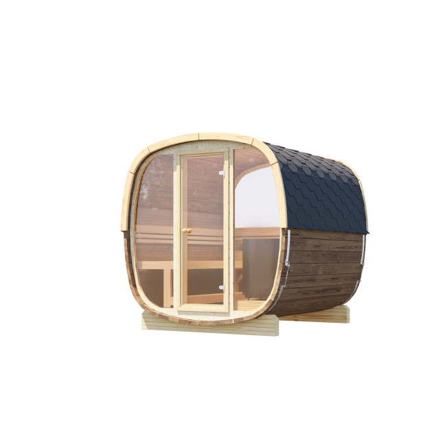 Outdoor sauna Uku 230 for 4-6 persons / Electric heating only / High-quality Nordic spruce ( pine thermal wood) | Wellness