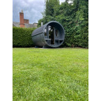 Barrel Sauna 280 Delux (Full Front Glass) Outdoor for 4 persons / Electric or Wood-Burning Heater Harvia 400