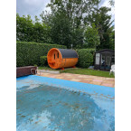 Barrel Sauna 280 Delux (Full Front Glass) Outdoor for 4 persons / Electric or Wood-Burning Heater Harvia 400