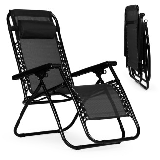 Zero Gravity Beach Garden Lounger Chair | Adjustable backrest for patio or balcony Beige/Black/Blue/Grey