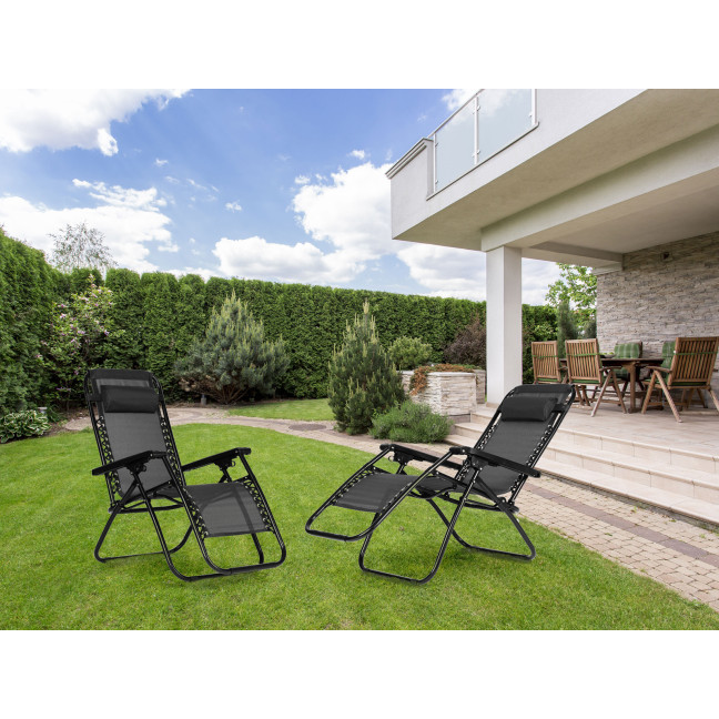 Zero Gravity Beach Garden Lounger Chair | Adjustable backrest for patio or balcony Beige/Black/Blue/Grey