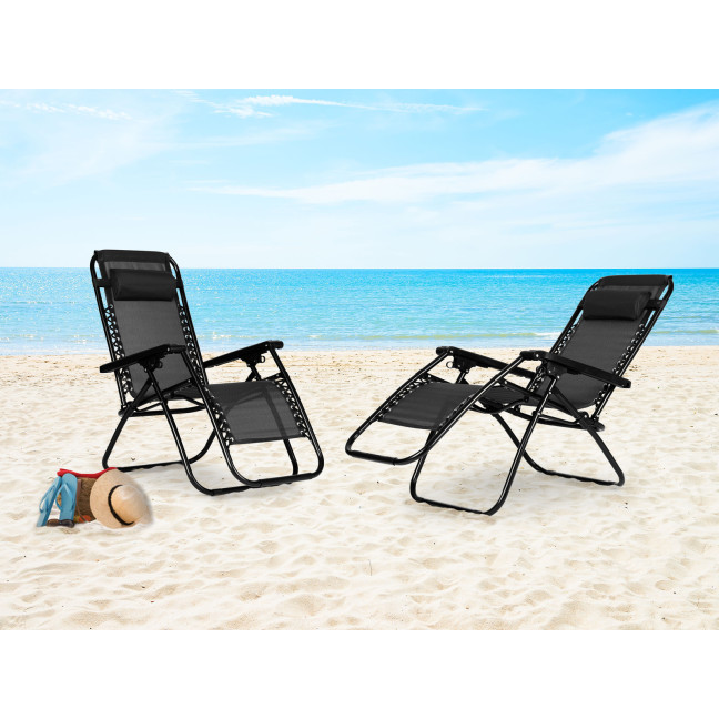 Zero Gravity Beach Garden Lounger Chair | Adjustable backrest for patio or balcony Beige/Black/Blue/Grey