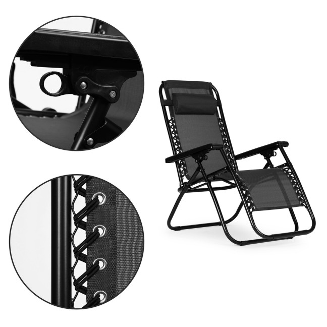 Zero Gravity Beach Garden Lounger Chair | Adjustable backrest for patio or balcony Beige/Black/Blue/Grey