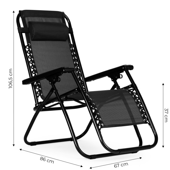 Zero Gravity Beach Garden Lounger Chair | Adjustable backrest for patio or balcony Beige/Black/Blue/Grey