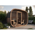 Sauna Modern Cubus Premium Sauna (Full Front Glass) Outdoor 4-person / Electric or Wood-Burning Heater Harvia 400 /