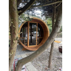 Barrel Sauna 280 Delux (Full Front Glass) Outdoor for 4 persons / Electric or Wood-Burning Heater Harvia 400 / High Quality