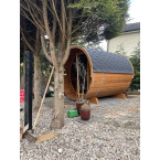 Barrel Sauna 280 Delux (Full Front Glass) Outdoor for 4 persons / Electric or Wood-Burning Heater Harvia 400 / High Quality