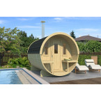 Barrel Sauna 280 Delux (Full Front Glass) Outdoor for 4 persons / Electric or Wood-Burning Heater Harvia 400 / High Quality