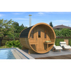 Barrel Sauna 280 Delux (Full Front Glass) Outdoor for 4 persons / Electric or Wood-Burning Heater Harvia 400 / High Quality