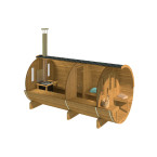 Barrel Sauna 400 Delux (Half-Moon Glass) Outdoor for 4 persons / Electric or Wood-Burning Heater Harvia 400 / High-Quality